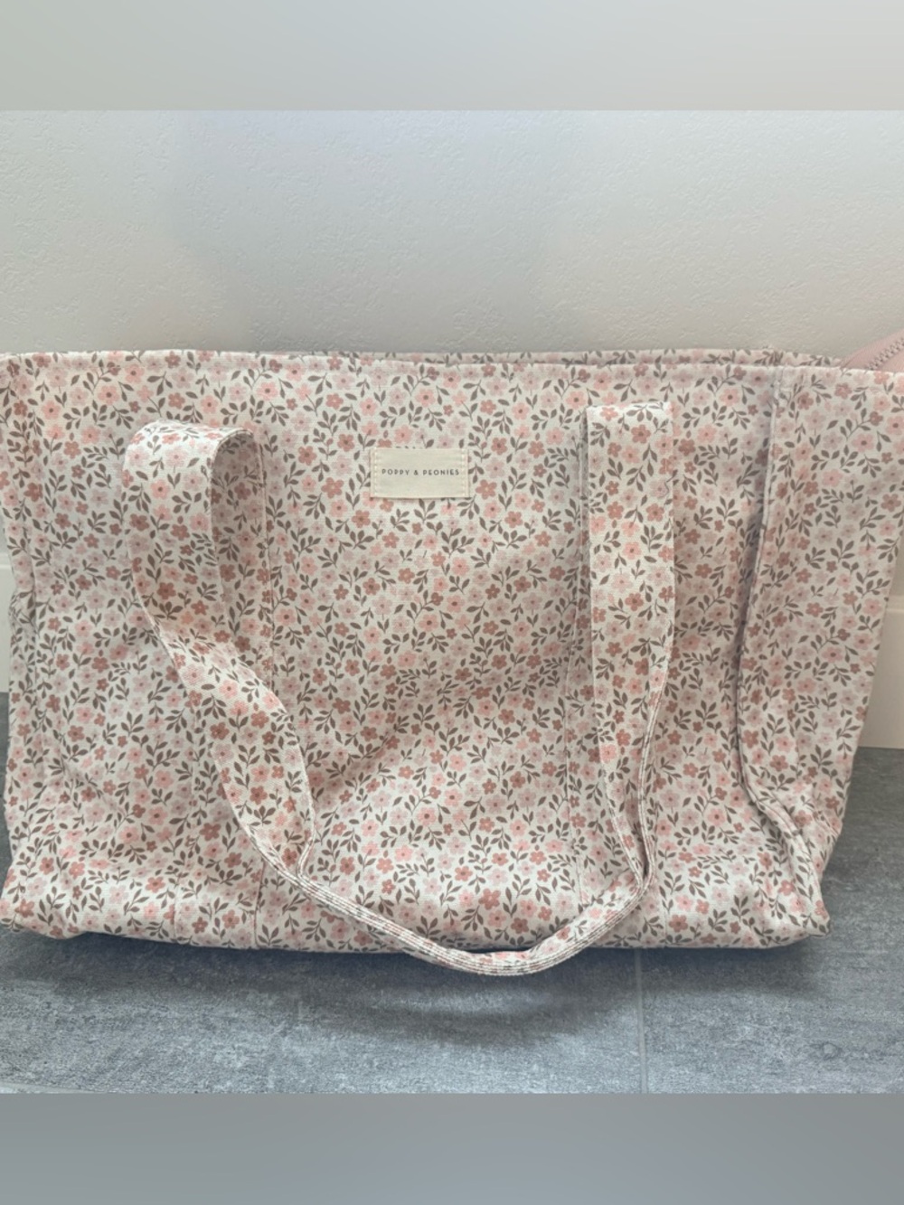 Poppy & Peonies Pink Floral Tote Bag